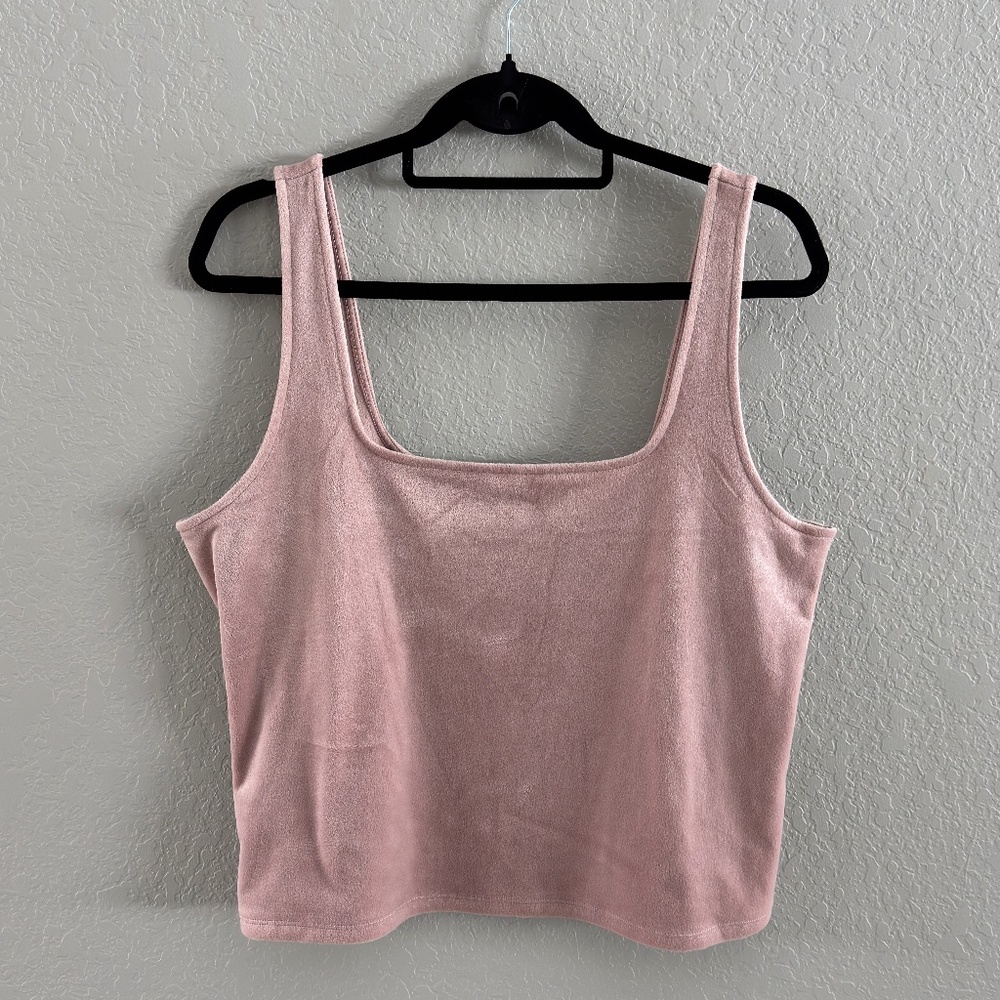 NWT Express dusty rose velvet crop tank top size XL